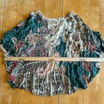 Chico's  Womens Poncho top size L/XL Floral paisley Blue boho tropical lightweight Photo 4