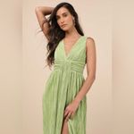 Lulus LULU’S Melitta Lime Green Plisse Sash Maxi Dress Photo 5