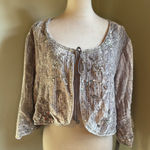 Silver Sequin Velvet Bolero Jacket cardigan y2k romantic boho fairy whimsi silk Size XL Photo 0