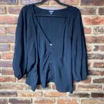 Torrid  Black Button Front V-Neck 3/4 Sleeve Crop Cropped Blouse Womens Size 2/2X Photo 1