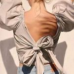 Free People Mare Mare Diola Top Twist Front Puff Sleeve Tie Back Top Size XS Photo 1