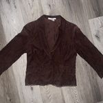 Y2k gems Vintage La Belle Dark Velvety Brown Corduroy Eyelet Blazer Jacket Size L Photo 4