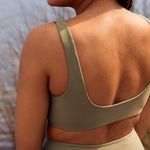 Aerie  Womens Olive Green Wide Strap Scoop Bikini Swim Top Photo 1