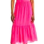 Chelsea 28 Pink Polka Dot One Shoulder Ruffle Feminine Midi Dress Womens XL NWT Photo 0