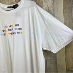 BoohooPride Pronouns Short Sleeve T-Shirt Size XXL White with Multicolor… Photo 3