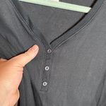 Oscar de la Renta  Women's Black Cotton  Blend Long Sleeve Henley Size Large Photo 3