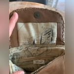 Vintage Small Tan Camel Leather Cross Body Purse Handbag Made in India Braided Photo 3