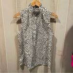 J.Crew Cute leopard print ruffle neck button front semi sheer sleeveless blouse Photo 10