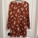 Blue Rain Burnt orange rose print satin long sleeve mini dress Photo 5