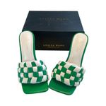 AZALEA WANG SIGRID GREEN AND‎ WHITE CHECKER BOARD STILETTO SANDAL Nib 7.5 Photo 1