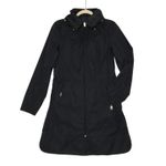 Cole Haan Packable Raincoat Women XS Black Hooded Drawstring Feminine Whimsygoth Photo 5