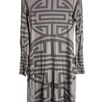 Fortune Gray Bateau Neck Long Sleeve Geometric Oriental Print Shift Dress Size L Size L Photo 6