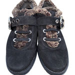 Stuart Weitzman Women's Black Suede Fur Lined Ankle Boots Buckle 9 N Photo 0