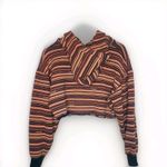 I am gia Cira Striped Cropped Hoodie Pullover Oversized Relaxed Sweatshirt M Photo 2