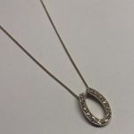 Monet Signed Gold Tone Necklace Rhinestone Horseshoe Shape? With ExtensionChain Photo 3