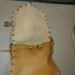 Maurizio Taiuti Genuine Leather Crossbody Saddle Bag Brass Rivets Made In Italy Tan Photo 1