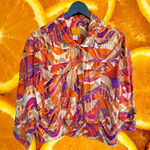 Ruby Rd Orange,‎ Purple and Tan Design With Beaded Collar Linen Blend Size 18 Orange Photo 0