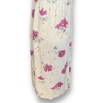 Vintage 90s Maxi Dress Cream Linen Purple Floral Script Print Sleeveless Lace Size undefined Photo 5