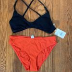 ANDIE Bikini Set Valencia Top Bikini Bottom Ribbed Black Orange size M NWT Photo 0