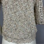 Vintage Gemelli Sweater Neutral Colors Faux Leather Textured Knit‎ Women Retro Tan Photo 5