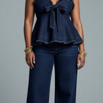 Madewell  Womens Karen Walker Raw-Edged Dark Wash Denim Trianon Top Sz 22/3X NWT Photo 0