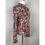 Stine Goya Top Womens Small Brown Pink Floral Ruffle Neck Manilla Revolve Retro Photo 5
