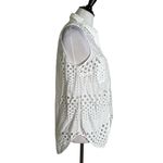Michael Kors Womens Size L Top White Eyelet Cutouts Button Down See Through Photo 8