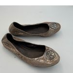 Tory Burch  Ballet Flats Gold Snake Print Logo‎ Medallion Shoes Size 8 Slip On Photo 3