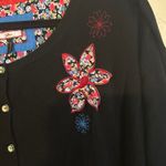 Joe Browns 22/24 Black Embroidered Floral Button Front Long Sleeve Cardigan Size 22W Photo 5
