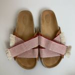 Soludos Red Woven Leather Pool Slide Photo 1