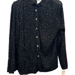 Vintage Sears Lauren Lee Black & Gold Dot‎ Print Button Long Sleeve Top Size M Size M Photo 0