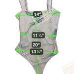 EXPRESS  White Abstract Body Contour Bodysuit Straight Neck Spaghetti Strap Small Photo 4