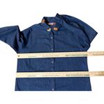 Vintage 90s Premier International Denim Blouse Womens M Removable Collar Pumpkin Blue Size M Photo 8