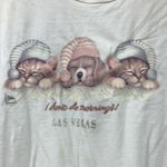 Vtg Harrison sleeping puppies I Don't Do Mornings LAS VEGAS nightshirt dog shirt White Size undefined Photo 2