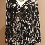 Dress Barn  long sleeve black and white yellow jTunic blouse Yellow Jewels size L Photo 0