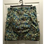 Eddie Bauer Women's Size 14 Green Blue Leaf Print 6-Pocket Cotton Cargo Skirt Photo 0