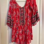 American Rag CIE Red Floral Boho Romper Size Large Photo 0