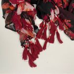 Mixit Scarf Oblong Large Floral Fringe Embroidery Wine Red Black Orange White Photo 2