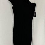 EXPRESS NWT  One Shoulder Bodycon Midi Ribbed Dress Medium Black Photo 0