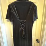 Fashion Bug Vintage Black Velvet Midi Dress with Back Tie Detail Size 20 Whimsigoth Romantic Photo 8