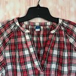 Old Navy Red Split-Neck Plaid Seersucker Shirt Photo 4
