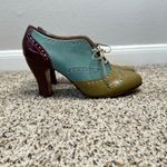 John Fluevog Brogued Lace-up Oxford Heel Blue Green Burgundy 11 Discontinued Photo 11