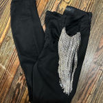 Akira  Size 5 black Rhinestone fringe jeans Photo 0