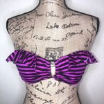 Victoria's Secret Victoria’s Secret Bandeau Wire Free Purple & Black Stripe Bikini Top Size M Photo 1