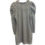 Rebecca Minkoff  Talia Puff Sleeve Ivory Black Stripe Dress Preppy Coastal Large Photo 2