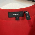 Theory Ulyssa Admiral Crepe Shift Dress Red Oak V-Neck Long Bell Sleeve Medium Photo 3