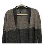 Karen Scott Color Block Minimalist Monochrome Long Open Front Acrylic Long Sweater Size L Photo 1