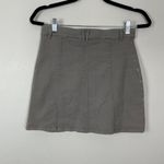 Altar'd State Woman's Sz M Dark Khaki Button Front High Rise Straight Mini Skirt Photo 4