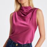 Rachel Zoe NWOT,  Satin magenta cowl neck sleeveless top. Size Small Photo 2