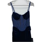 NWT Lulus Alluring Icon Navy Blue Velvet Bustier Sleeveless Maxi Dress LARGE Photo 4